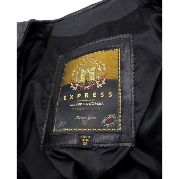 EUC VTG Express Moto Leather Jacket | Sz XS, Diamond Quilted w/Thinsulate, Black - Picture 6 of 7